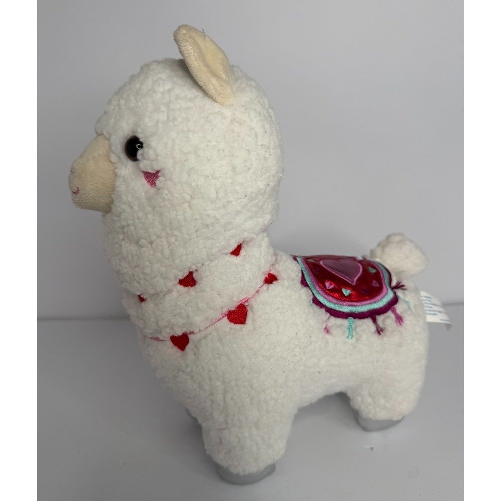 White Llama Plush 12" Hearts Saddle Stuffed Animal Walmart Silver Hooves & Ears